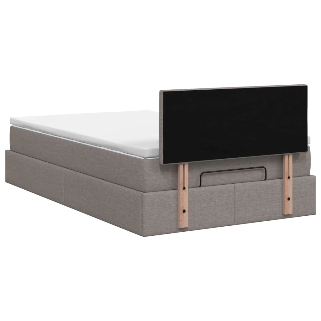 Letto ottomano con materasso Tortora 120 x 200 cm Tessuto 3456320