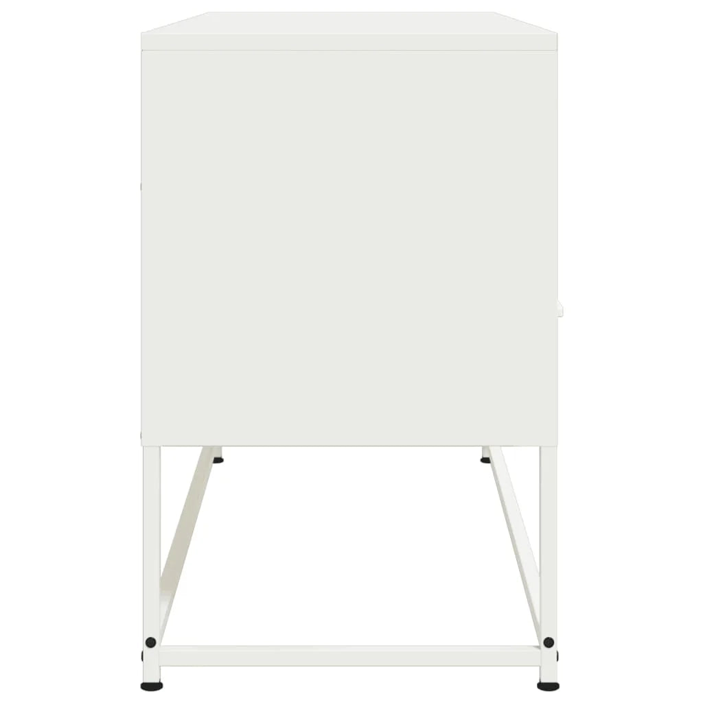 Mobile TV multimediale mensola TV credenza TV per sala da pranzo soggiorno camera da letto 100,5 x 39 x 60,5 cm acciaio bianco 02_0025548