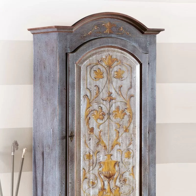 Armadio 1 porta legno shabby azzurro cenere decorato 96x56x196 (1419) - Mobili 2G