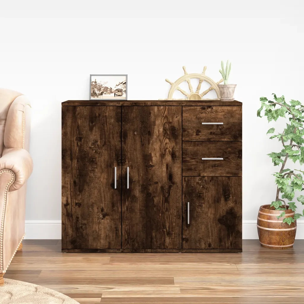 Credenza | Madia | Buffet da pranzo | Armadio da pranzo Rovere Fumo 91x29,5x75 cm in Legno Multistrato