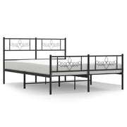 Letto matrimoniale | Letto per adulti | Giroletto con Testiera e Pediera Metallo Nero 150x200 cm