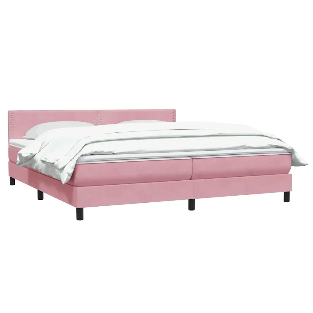 Giroletto a Molle con Materasso Rosa 180x210 cm in Velluto 3316130