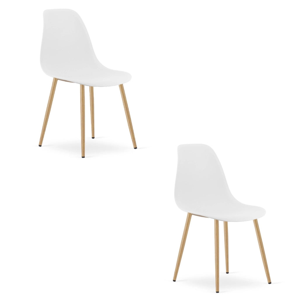 Set di 2 sedie scandinave WAT bianche con gambe effetto legno