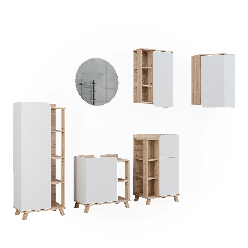 Vicco Set di mobili da bagno Sonoma/Bianco 5 parti
