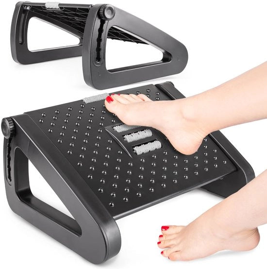 Sostegno per piedi ergonomico per ufficio con massaggio - regolabile nero