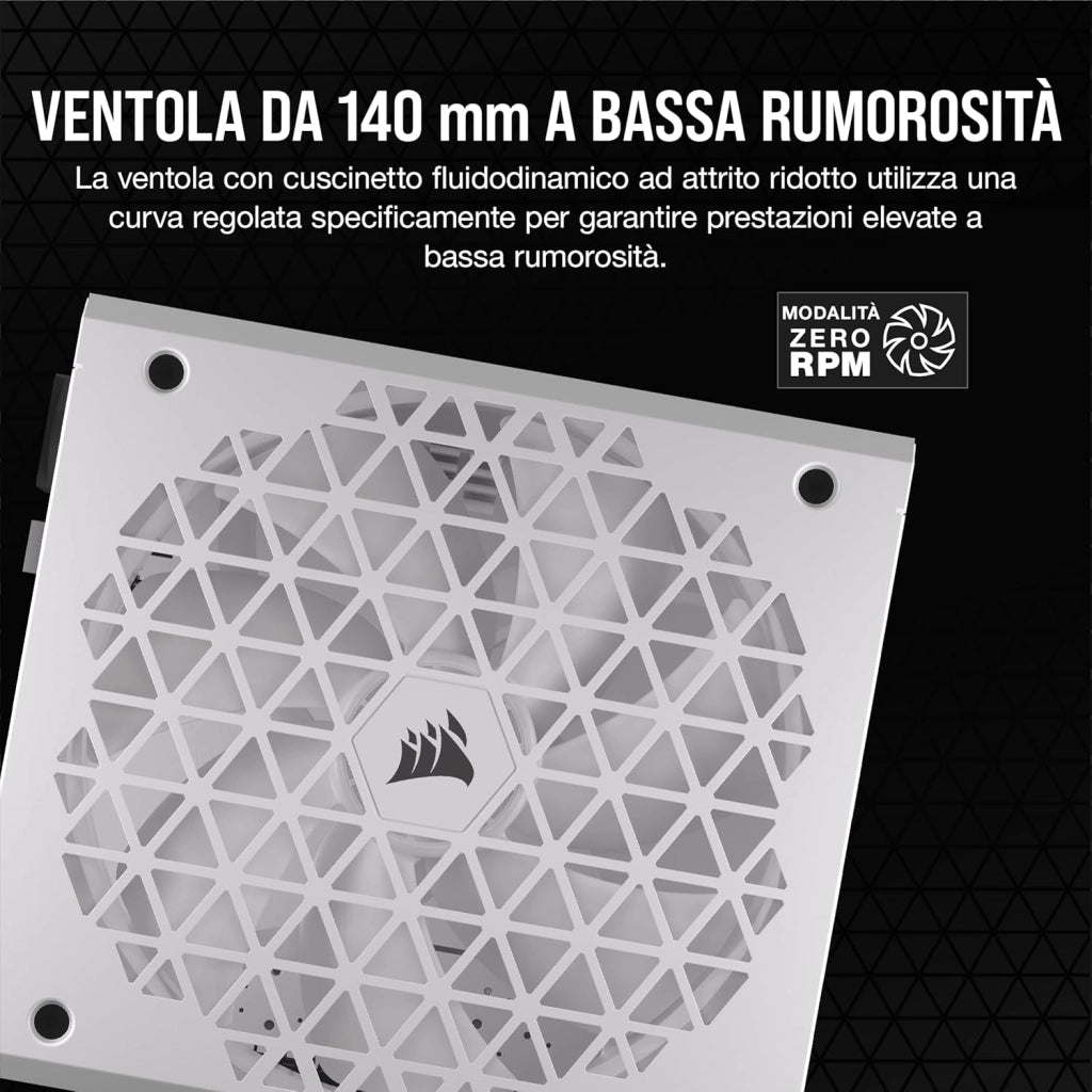 RM750x SHIFT Alimentatore ATX Interamente Modulare - Interfaccia Laterale - Compatibilità con ATX 3.1 e PCIe 5.1 - Efficienza 80 PLUS Gold - Bianco
