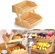 Fruitiera in legno di bambù - 2 strati - decorativa - supporto per conservazione