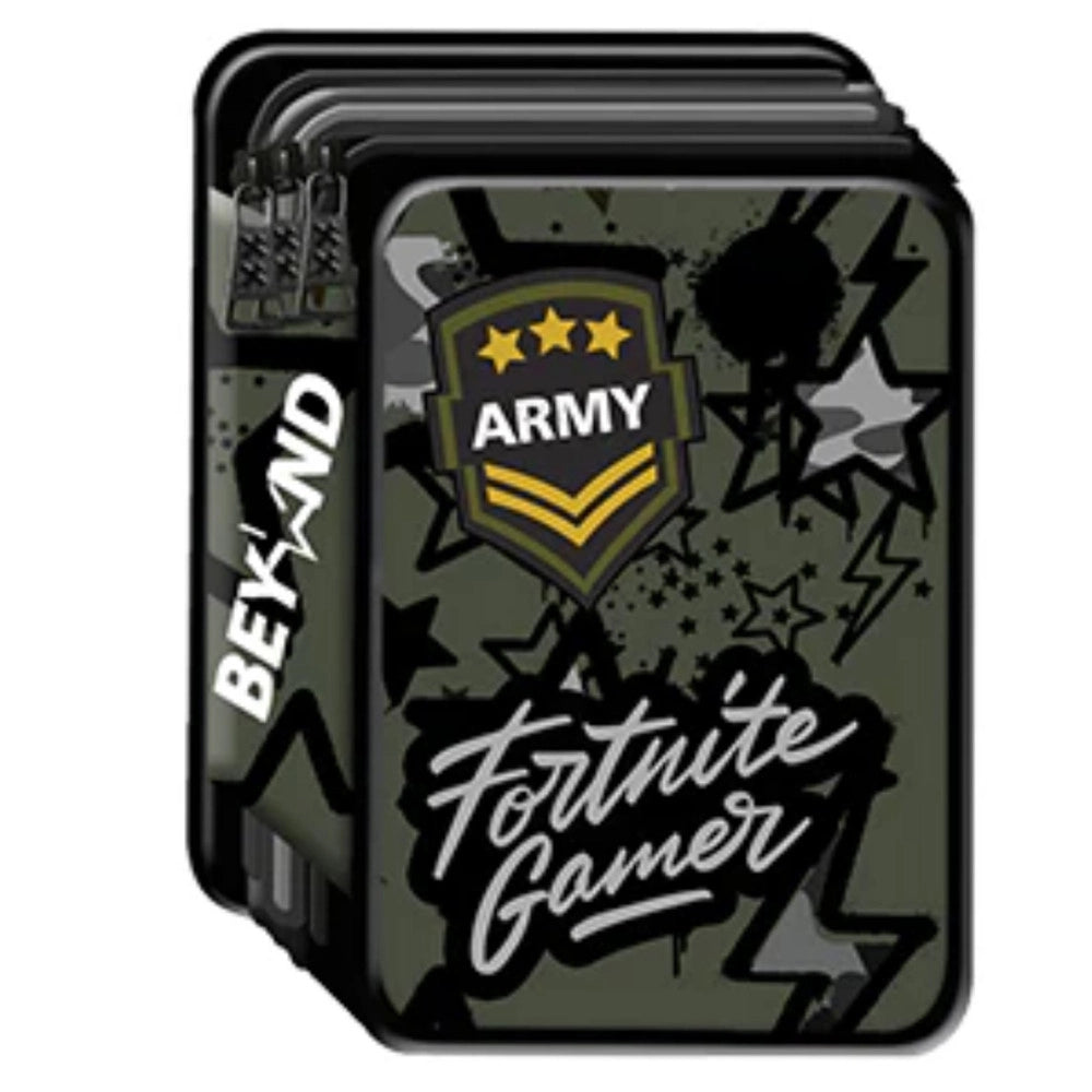 Trade Shop - Astuccio Portapenne Pastelli 3 Scomparti Con Zip Beyond Boy Nero Verde Militare -