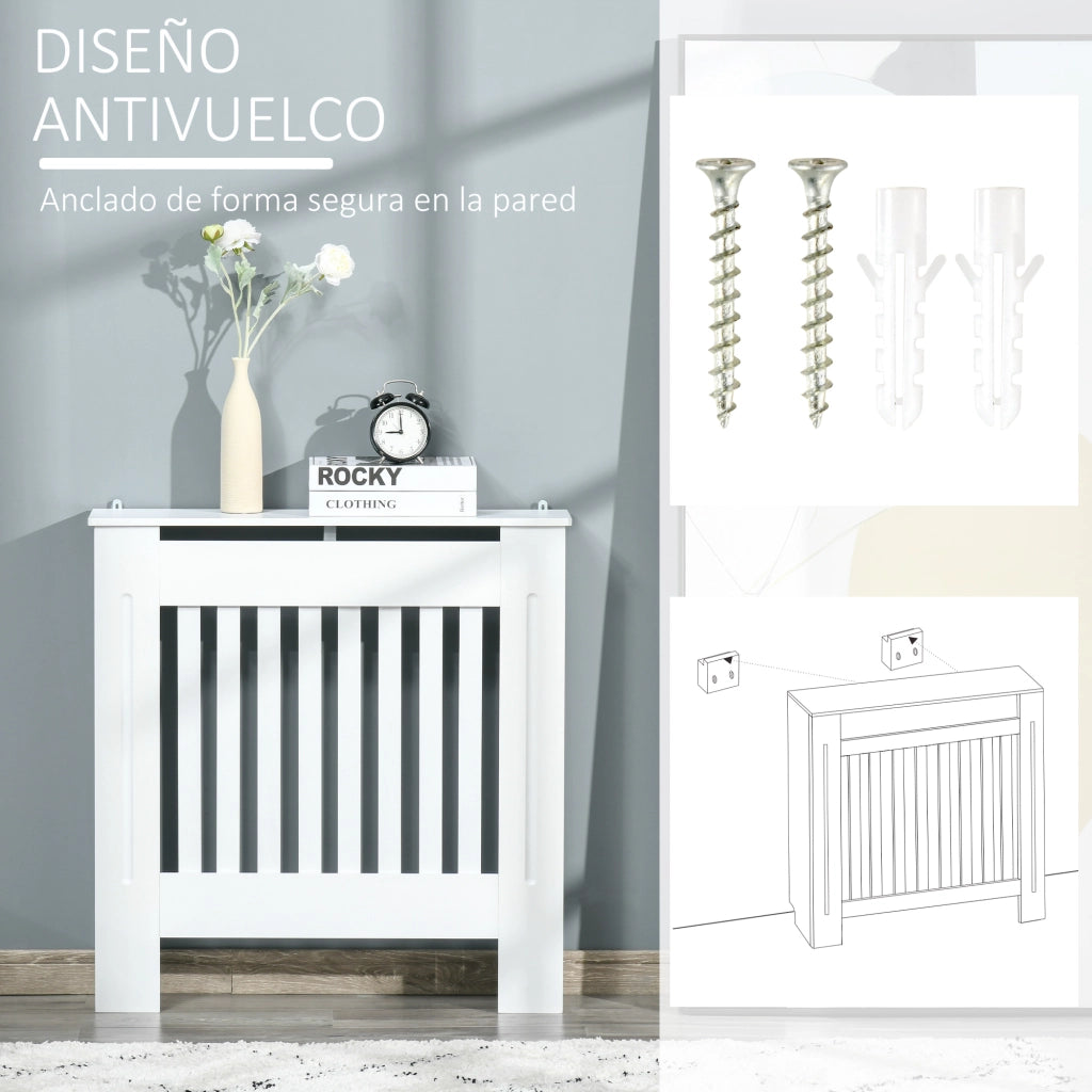 Copritermosifone MDF Bianco ¨C Xylo ¨C Mobile Salvaspazio Moderno 78x19x81 cm