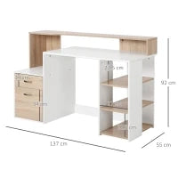 – Moderna Scrivania per Computer con Ripiani in Legno MDF 137 x 55 x 92cm