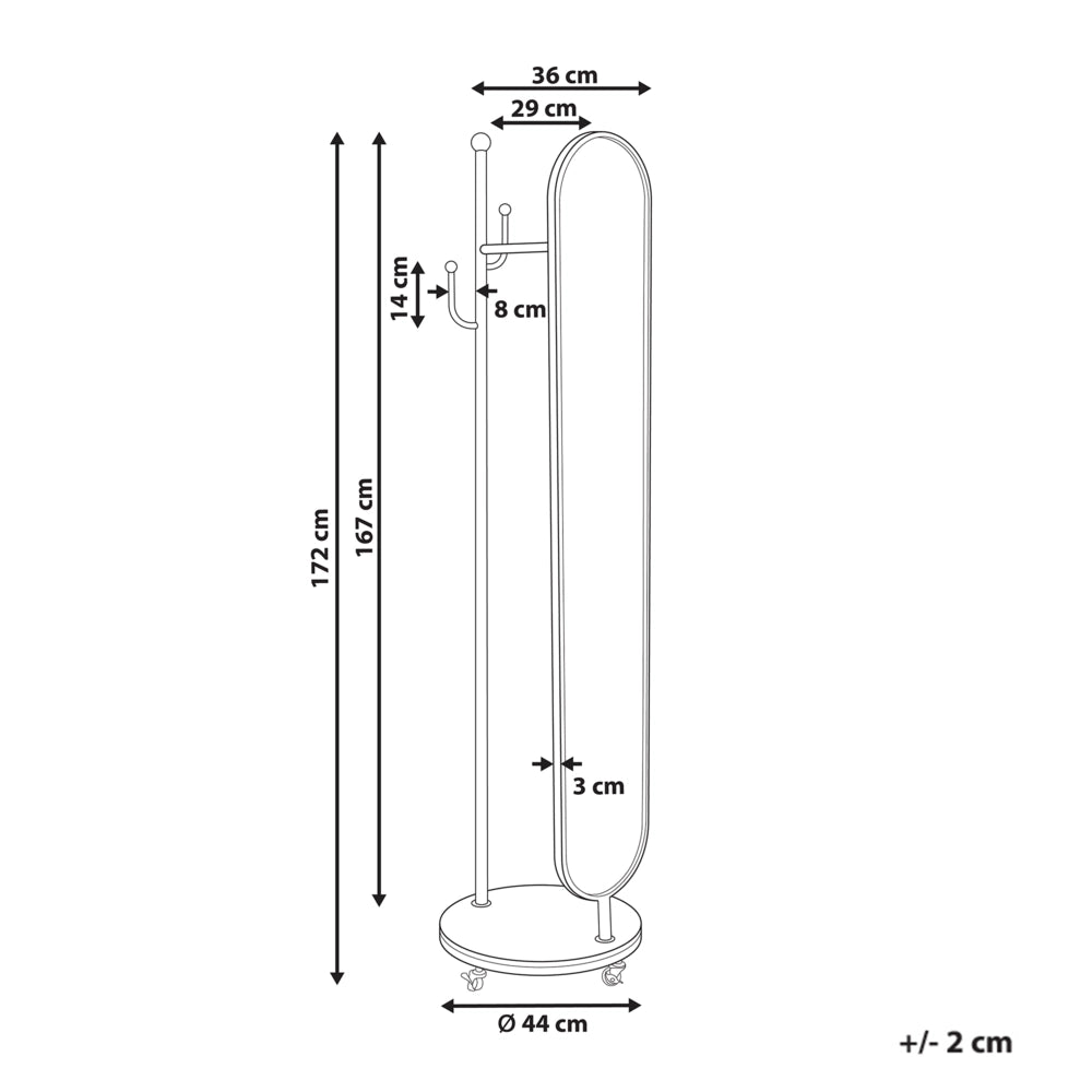 Appendiabiti a piantana in metallo dorato con base in marmo e specchio, appendiabiti industriali per corridoio