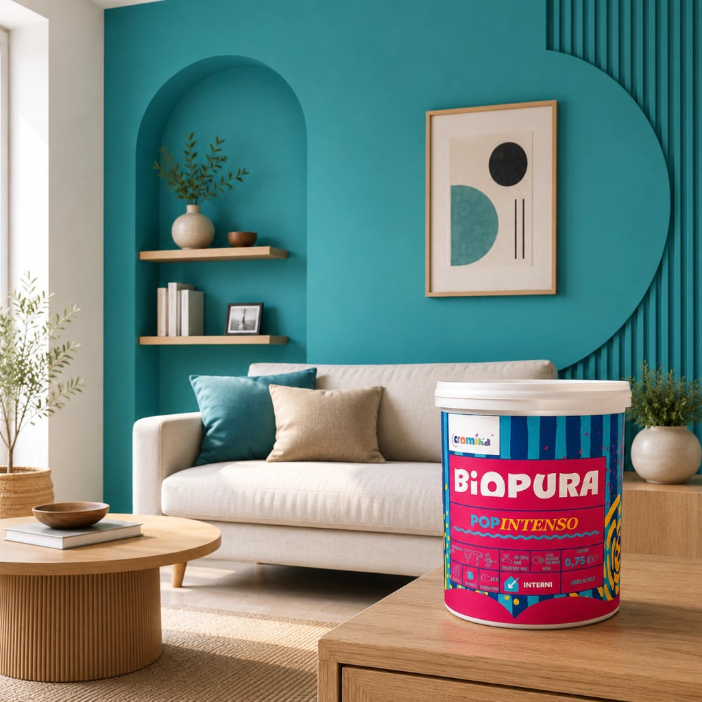 Popintenso palestra e decori interni pittura murale lavabile e coprente cromika *** formato 0,750 lt, colore- azzurro...