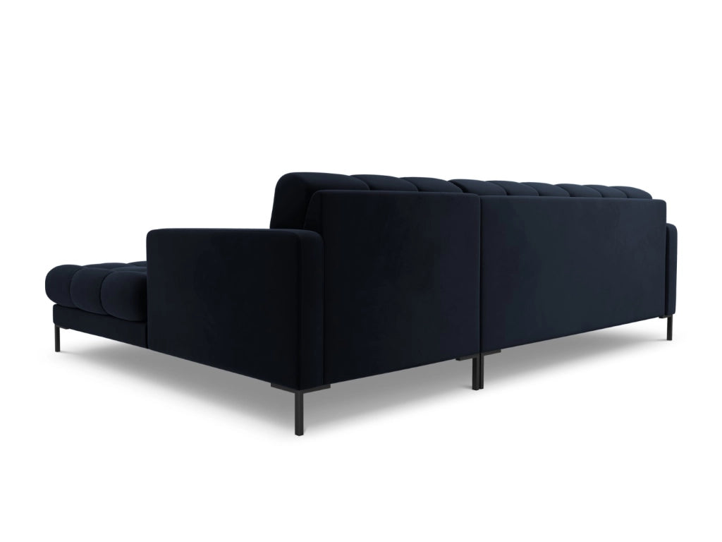 Cosmopolitan Design - Divano angolare destro "Bali" 5 posti in velluto blu scuro 