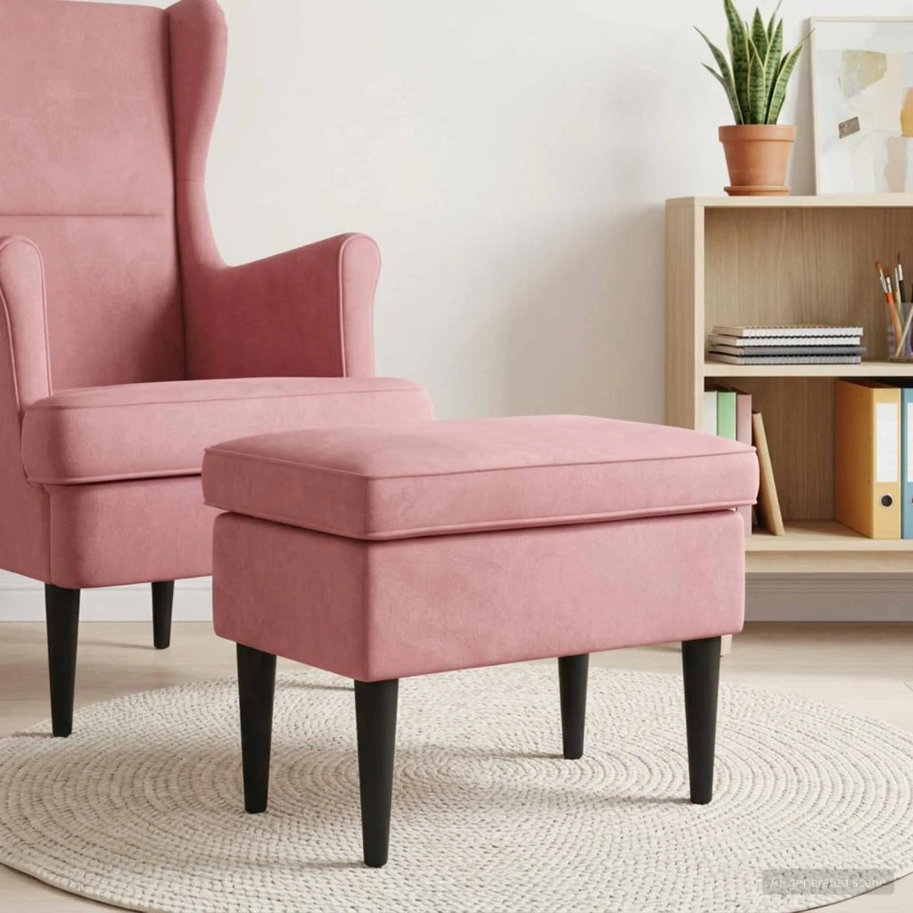 Poggiapiedi Rosa 55 x 35 x 41 cm Velluto 42029990