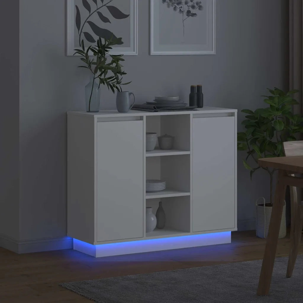 Madia LED Bianco 90 x 32 x 75 cm Legno ingegnerizzato 869682