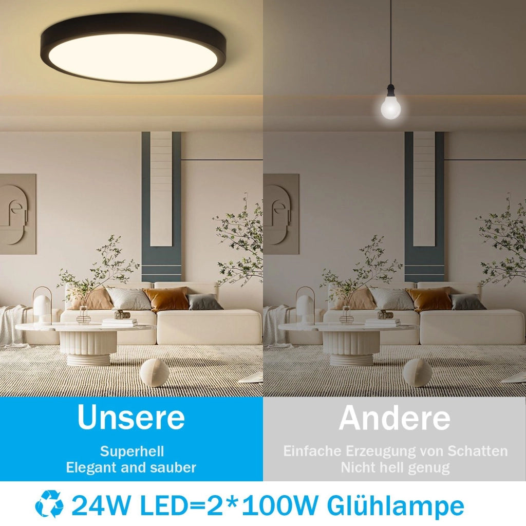 ZMH Lampada da soffitto plafoniera LED rotonda piatta 24W design moderno per soggiorno camera letto