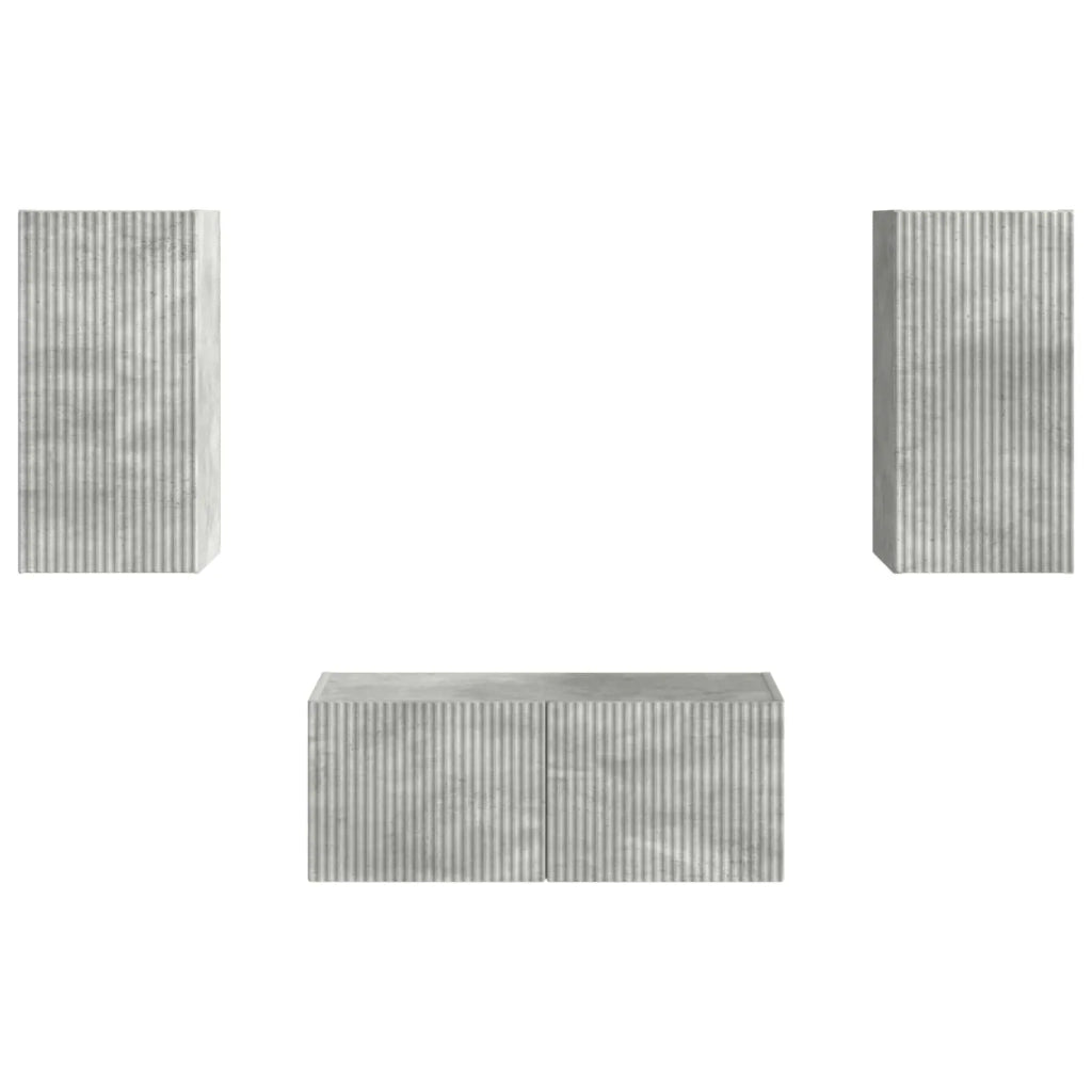 Set mobile TV 6 pcs Grigio cemento Legno multistrato