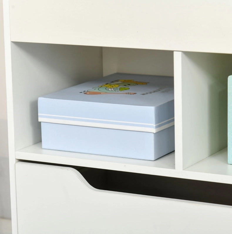 Libreria per bambini con cassetto e ripiani, bianca 60x29,9x90 cm