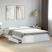 Giroletto con Cassetti-Struttura Letto con contenitore Bianco 150x200 cm in Legno Multistrato 503355