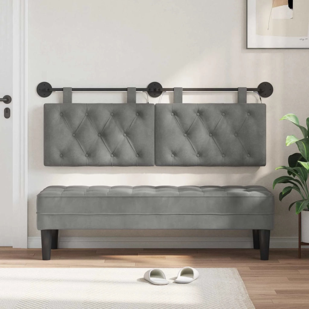 Testiera sospesa Con luce LED Grigio Scuro Velluto