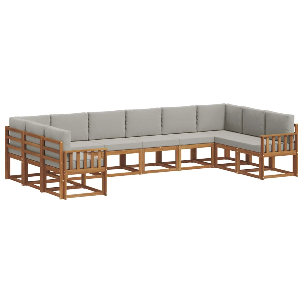 Set di divani da esterno 10 pcs Grigio Naturale e Chiaro 3367049