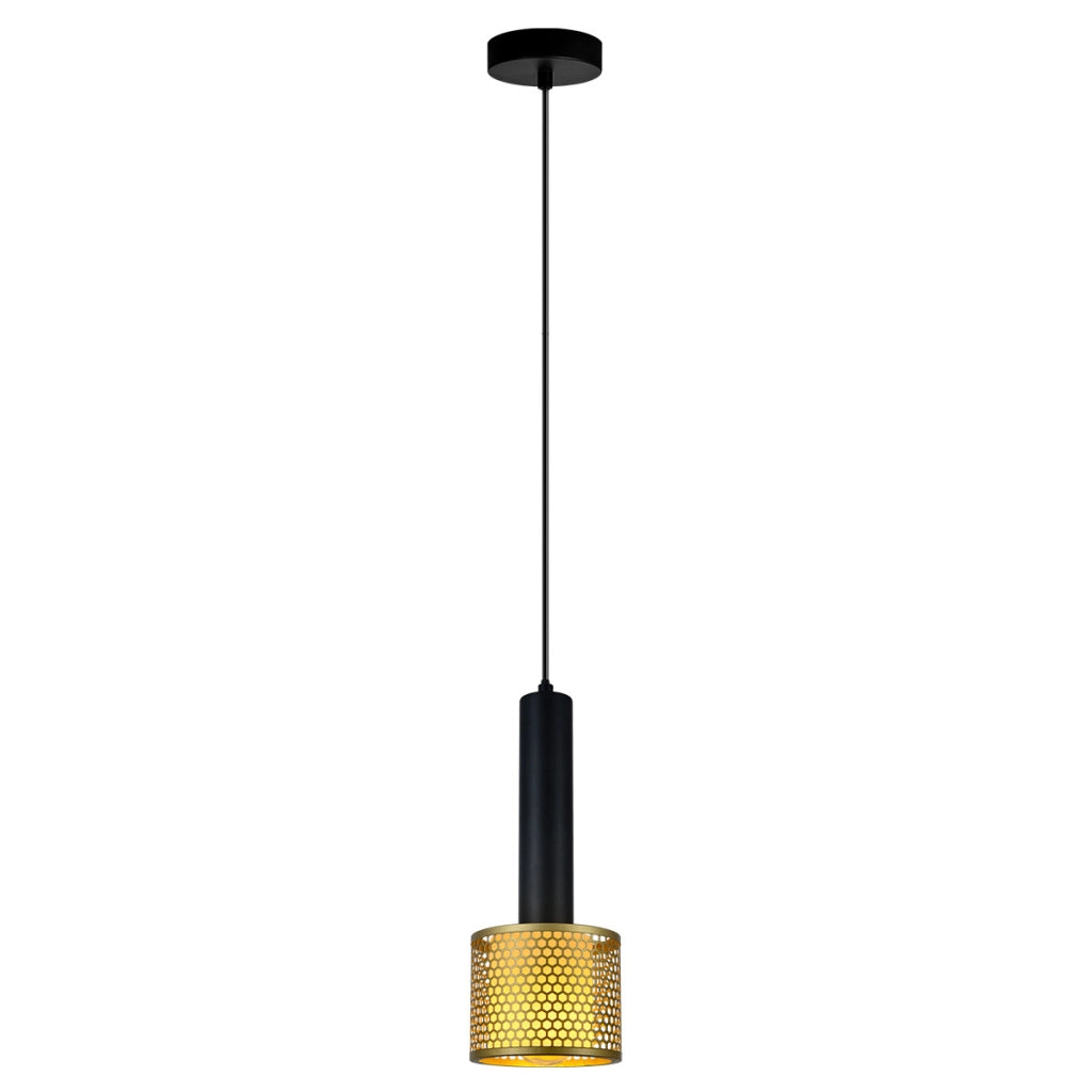Lampada a sospensione industriale nero/oro E27 AMO metallo