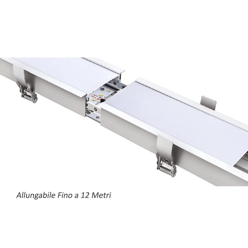 Lampada Led Lineare Da Incasso 40W 4000K 1211mm Allungabile Fino a 12 Metri Corpo Bianco SKU-381