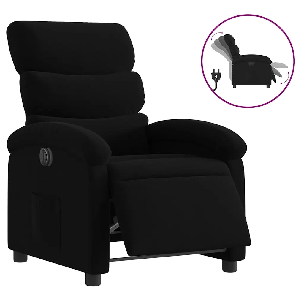 Poltrona Elettrica Reclinabile Nera in Tessuto 3203956
