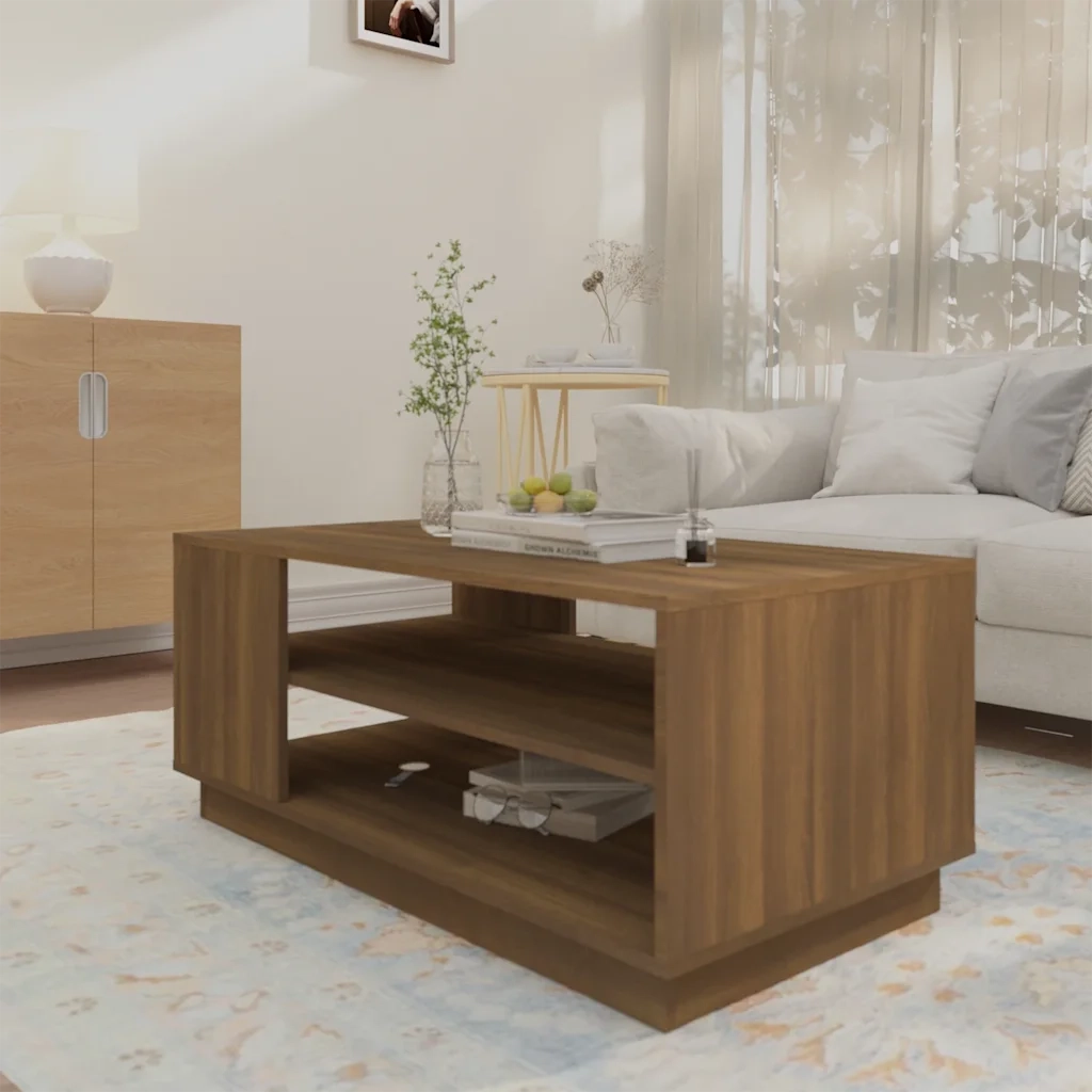 Tavolino da Salotto Rovere Marrone 102x55x43 cm in Truciolato cod mxl 16673