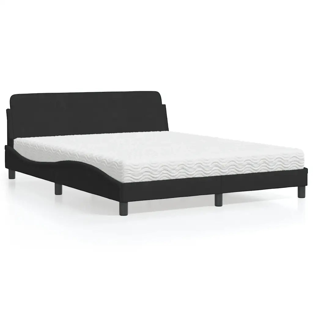 Letto con Materasso Dover Nero 160x200 cm in Velluto 3208433