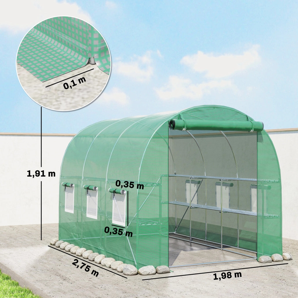 Serra da giardino pieghevole con scaffali e 6 finestre ¨C zephmum ¨C 2,7x2x2 m