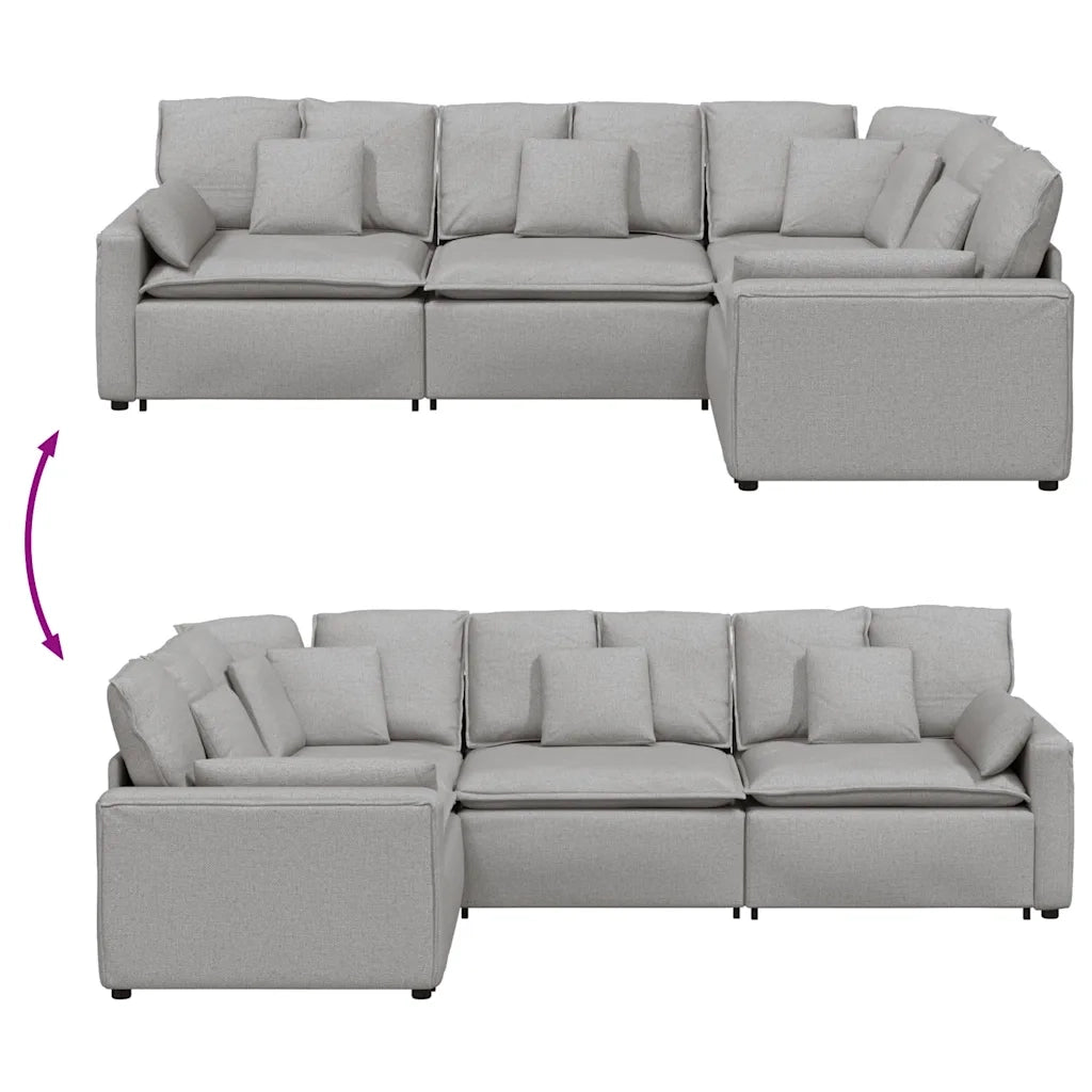 Divano Modulare con Cuscini in Tessuto Grigio Nuvola 3321156