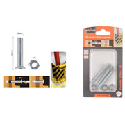 Trade Shop - Set 3 Pezzi Viti Vite Testa A Croce Piatta 8 X 50 Mm Con Dado Esagonale M8 90950 -