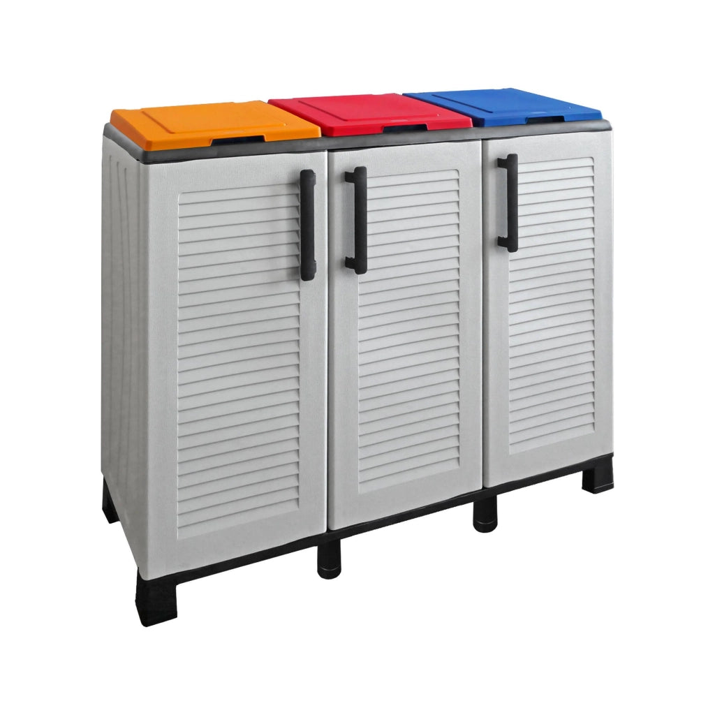 Contenitore per Rifiuti Apix, Pattumiera Capacità 330 (110 per Sacco) Made in Italy, 102x37x90h cm Grigio Chiaro