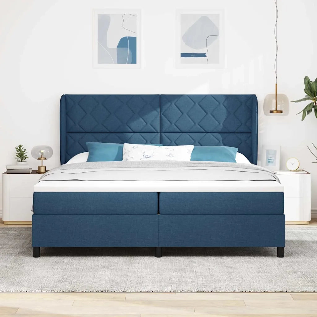 Letto a molle con materasso Blu 200 x 200 cm Tessuto 3340654