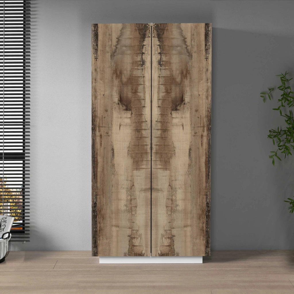 WHOUS Armadio multiuso Easy a 2 ante bianco opaco e acero 79,20x38x166 cm