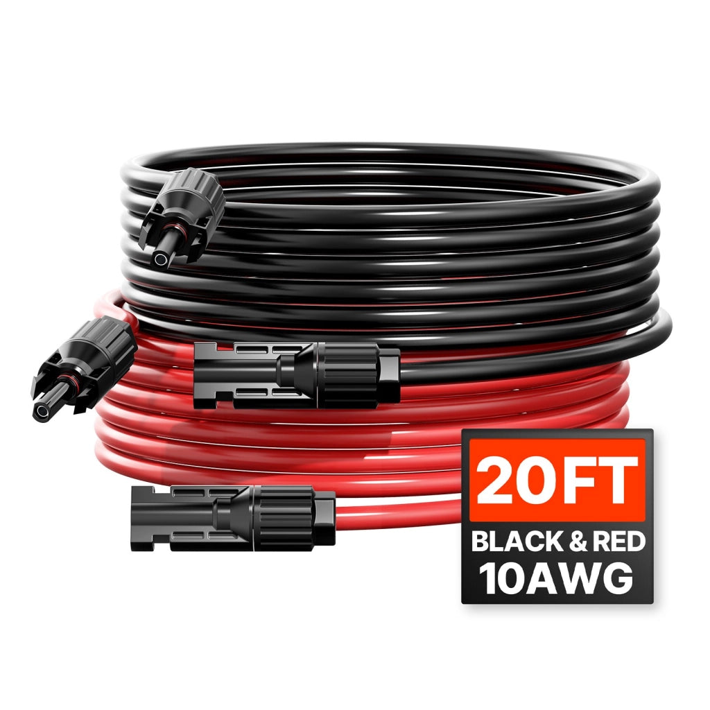 2 Pezzi Cavi di Prolunga per Pannello Solare 6,1 m 10 AWG 6 mm² in Rame e XLPE IP67 Resistente per Impianti Fotovoltaici