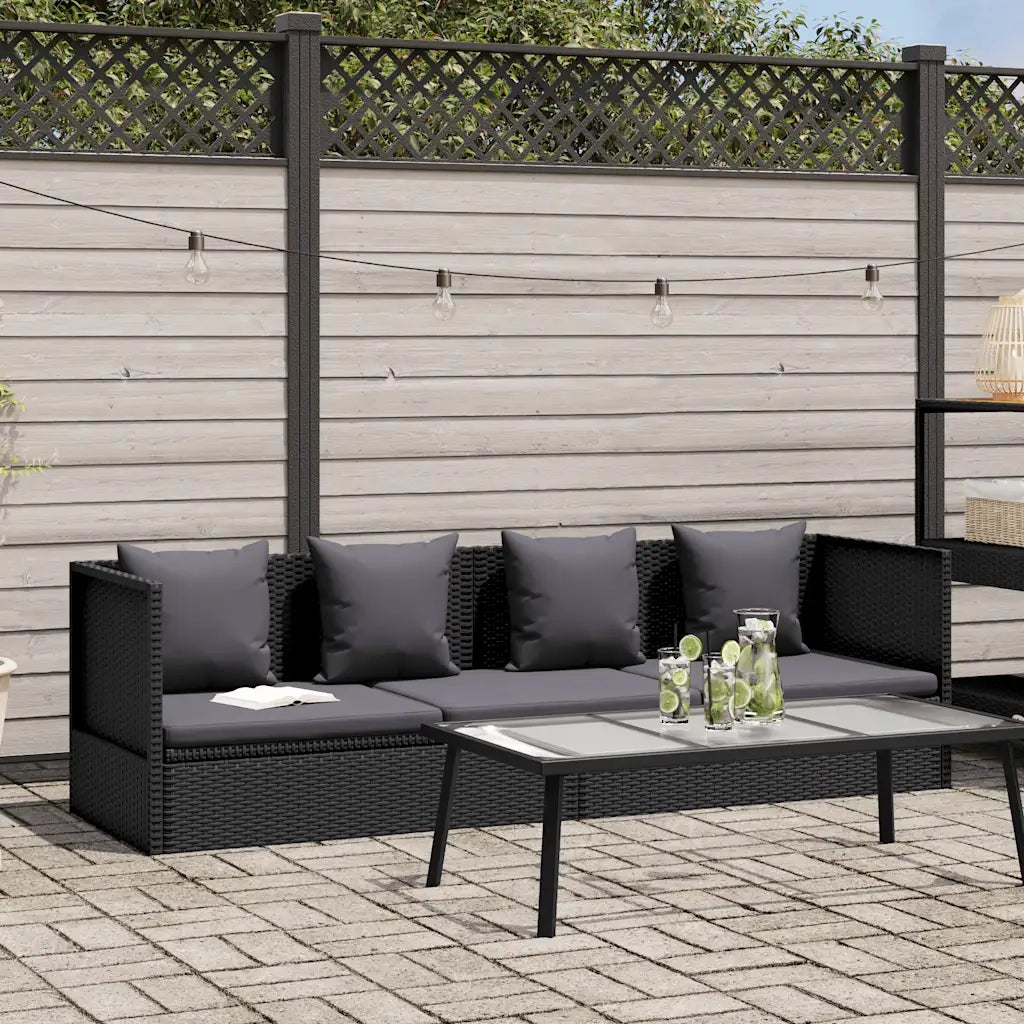 Lettino Prendisole | Sdraio da giardino | Lettino da sole da Giardino con Cuscini in Polyrattan Nero