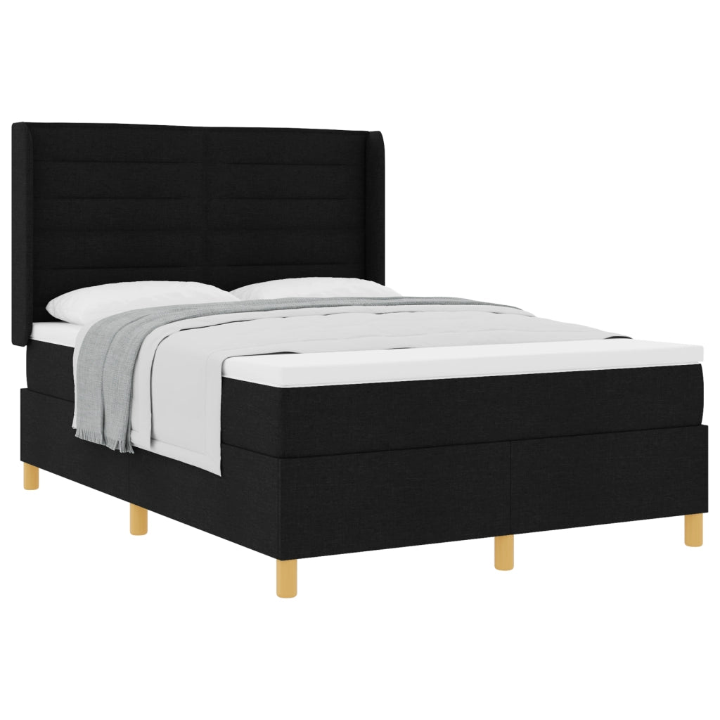 Letto Box Spring con Materasso  Nero 140x190 cm Tessuto
