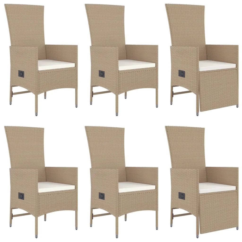Set da Pranzo da Giardino 7 pz con Cuscini Beige in Polyrattan 3157572