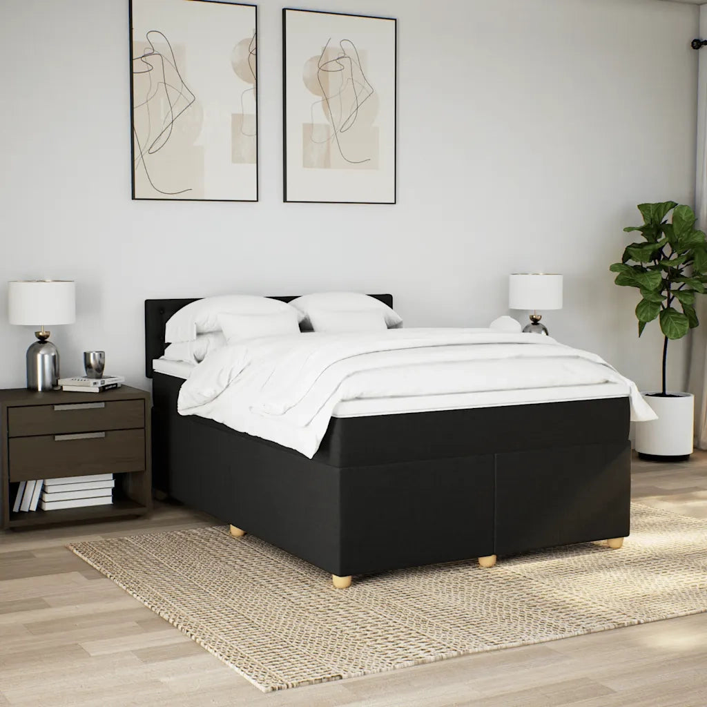 Giroletto a Molle con Materasso Nero 140x200 cm in Tessuto