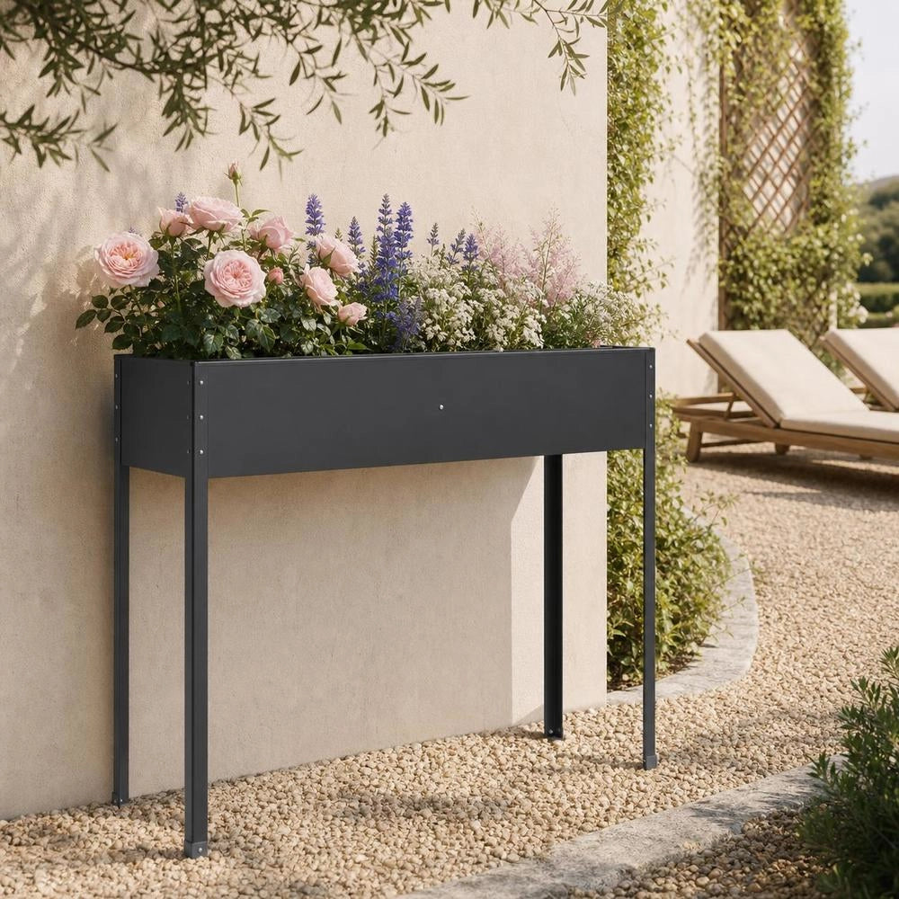 Anthracite Planter 100.5x40.5x90 Cm Galvanized Steel