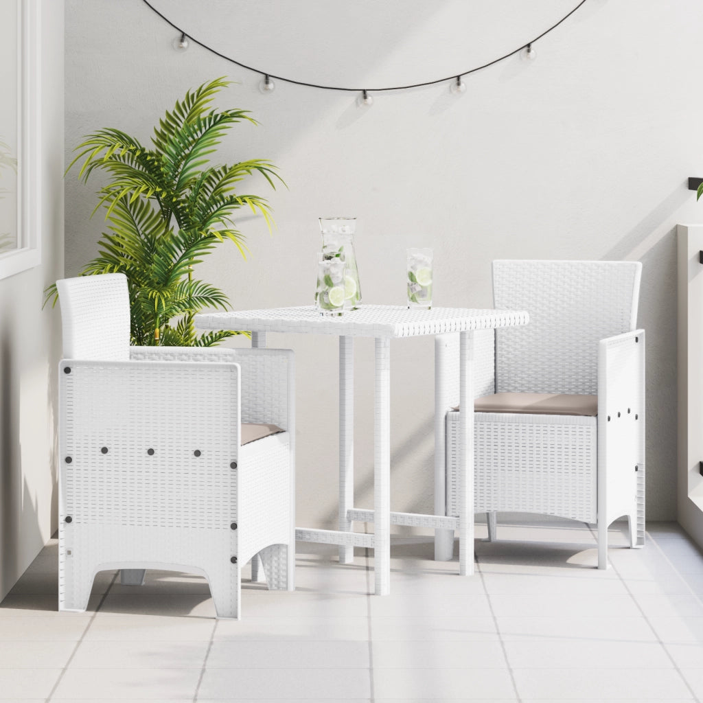 Set di 2 Sedie da Giardino con Cuscini Bianche in Polyrattan