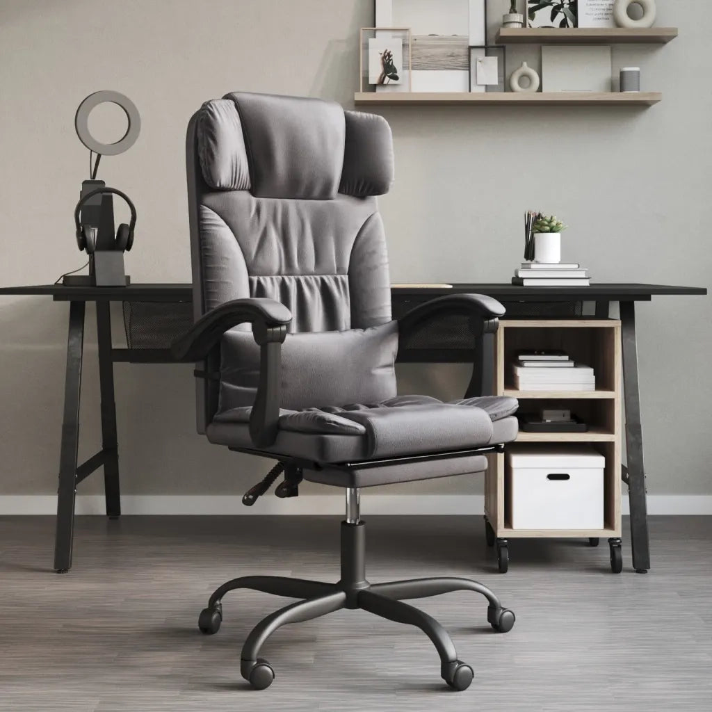 Poltrona da Ufficio Reclinabile Grigia in Similpelle cod mxl 22761