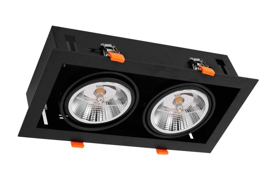 Faretto incasso soffitto Plaza nero 2xAR111 GU10 Milagro