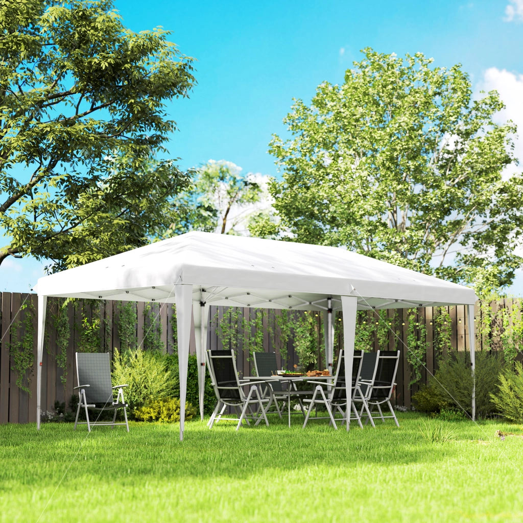 Gazebo da Giardino Pop-up 6x3 m Pieghevole Tendone in Poliestere Oxford Bianco