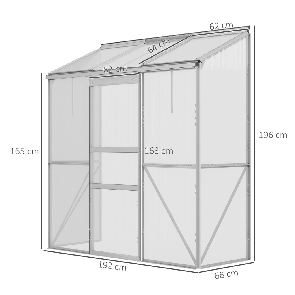 Serra da giardino adossata ¨C zephmum ¨C alluminio trasparente 192x68x196 cm