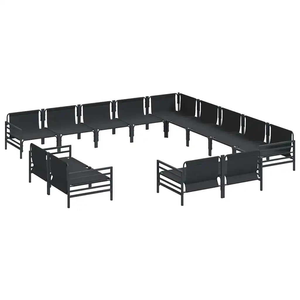 Set Divano da Giardino con cuscino 13 pcs Nero Acciaio 3379038
