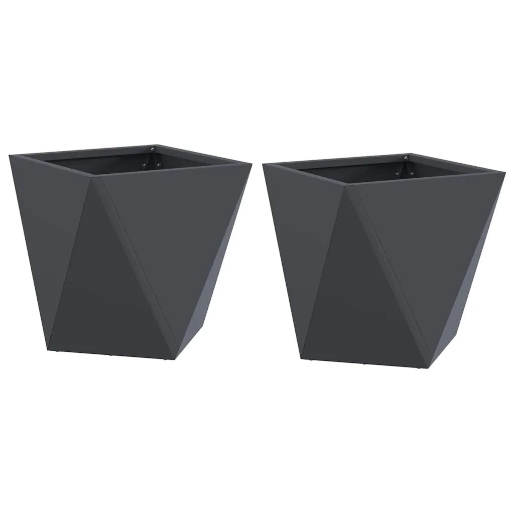 2 pz Fioriera | Cassetta per fiori | Vaso Antracite 30 x 30 x 30 cm Acciaio