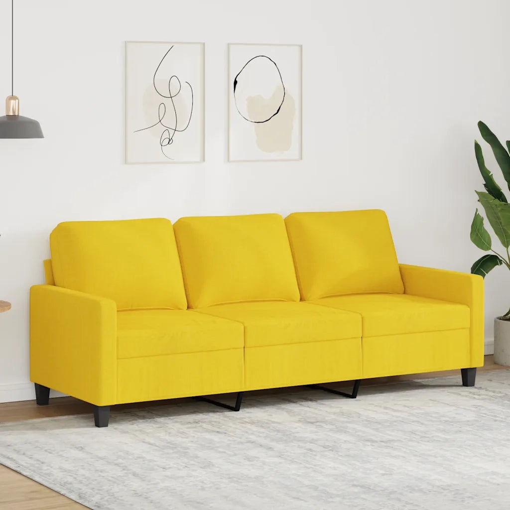 Divano a 3 Posti-Sofa 3 Posti Giallo Chiaro 180 cm in Tessuto 893339